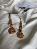 Ruby AD Jhumkas with Attached Mattal