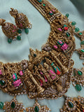 The “Ayodhya Ram-Parivar” Meenakari Long Haram with Jhumkas