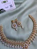 Pearl Flower Pendant Necklace with Earrings