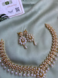 Pearl Flower Pendant Necklace with Earrings