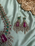 Victorian Hydro Doublet Stone Necklace with Earrings