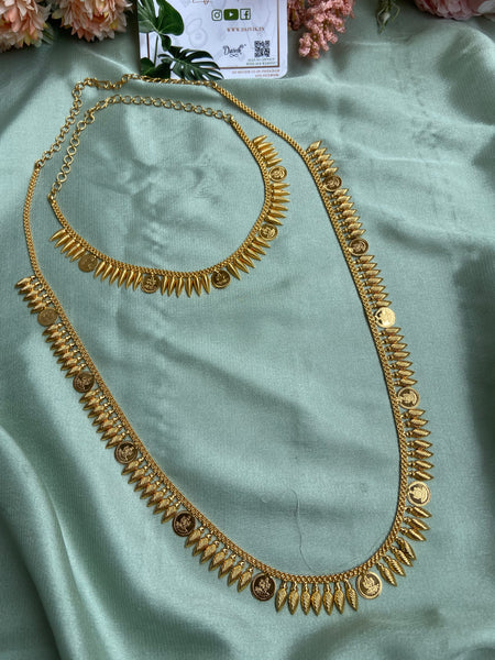 Gold Plated Lakshmi Coin and Mango Short and Long Necklace (Available in Short, Long & Combo)