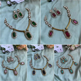 Moissanite Hasli Pendant Necklace with Earrings in 5 Colors