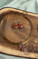 AD Floral Pendant Hasli Necklace with Earrings in Two Colors (Price for Each)
