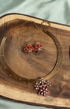 AD Floral Pendant Hasli Necklace with Earrings in Two Colors (Price for Each)