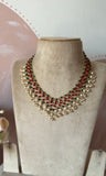 Ruby Green Pearl Jali Necklace