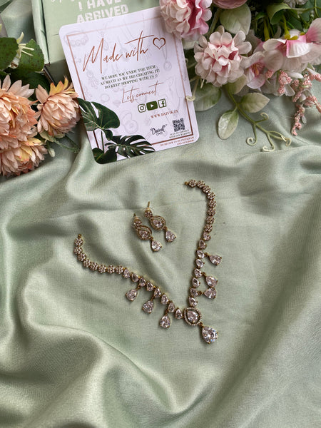 Simple AD Pendant Necklace with Earrings