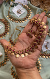 Peacock Lakshmi Coin Necklace with Earrings in Two Colors