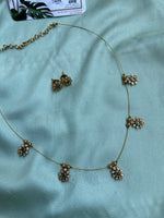 Invisible Green Flower Chain With Earrings