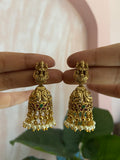 Lakshmi Golden and White Pearl Jhumkas