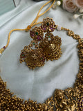 Lakshmi Cluster Golden Pearl Necklace with Jhumkas
