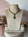 AD Droplet Pendant Necklace with Studs