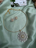 Diamond look Alike Floral Hasli with Earrings