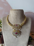 Diamond look alike Classic Heritage AD Necklace with Earrings in 2 Colors