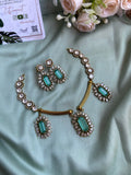 Moissanite Hasli Pendant Necklace with Earrings in 5 Colors