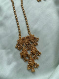 Three Layer Lakshmi Golden Beads Chain with Earrings