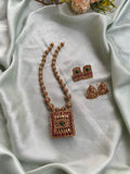 Reversible 2 sided Box Lakshmi and Ruby green necklace with 2 pairs of Earrings