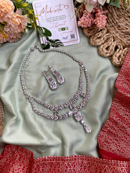 Isha Ambani Inspired Moissanite Necklace with Earrings