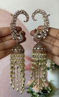 Victorian Peacock Jhumkas with Earcuff