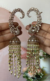 Victorian Peacock Jhumkas with Earcuff