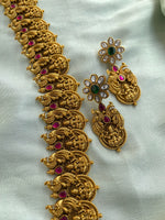 Bridal Peacock Coin Lakshmi Long  Necklace with Earrings