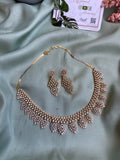 Diamond Look Alike Hanging Pendant Necklace with Earrings