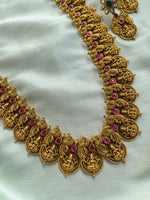 Bridal Peacock Coin Lakshmi Long  Necklace with Earrings