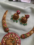 Non Idol Peacock Hasli Necklace with Jhumkas