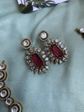 Moissanite Hasli Pendant Necklace with Earrings in 5 Colors