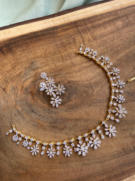 Premium GJ Polish AD Flower Necklace with Earrings