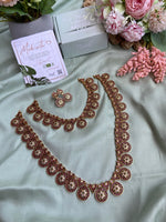 Kemp Circle Flower Ruby Green Short and Long Necklace with Earrings (Prices for Combo, Short and Long)