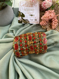 Bridal Ruby Lotus Bangles (Price for Both Hands)