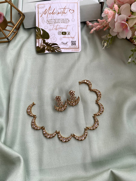 Half Moon AD Necklace with Earrings