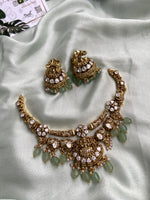 Premium Hasli Two line Lakshmi Necklace with Jhumkas