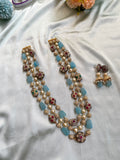 3 Line Single-colour Mala with earrings in 3 Colors