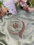 Designer Diamond look alike Floral Necklace with Earrings