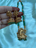 Goddess Green beads chain with Earrings