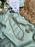 Diamond Look Alike Premium Jali Circular Pendant Chain with Earrings