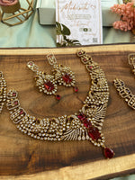 Designer Peacock AD Necklace with Earrings in 3 Colors (Price for Each)