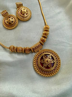 Flower pendant Ghungroo Chain with Earrings