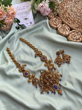 Antique Non Idol Purple Long Necklace with Earrings
