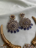 AD Purple Peacock Hasli Necklace with Balis