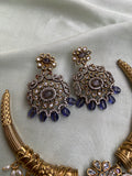 AD Purple Peacock Hasli Necklace with Balis