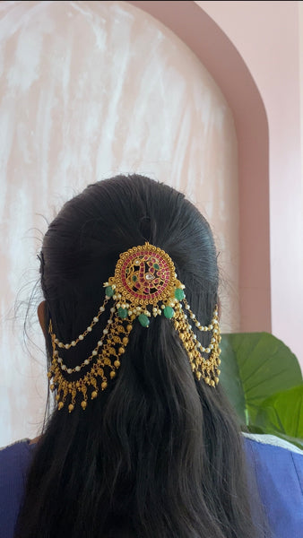 Antique Jadau Peacock Billai with Mattal