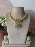 Diamond look alike Classic Heritage AD Necklace with Earrings in 2 Colors