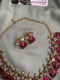 Jadau Kemp Lotus Necklace with Earrings