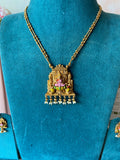 Affordable Meenakari Lotus Lakshmi Long Chain with Earrings