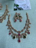 AD Diamond look alike Necklace with Earrings in 2 Colors (Prices for each)