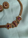 Kemp Traditional Peacock Mesh Necklace with Earrings (Front-Open)