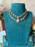 Premium Two Layered AD Necklace with Earrings in Five Colors